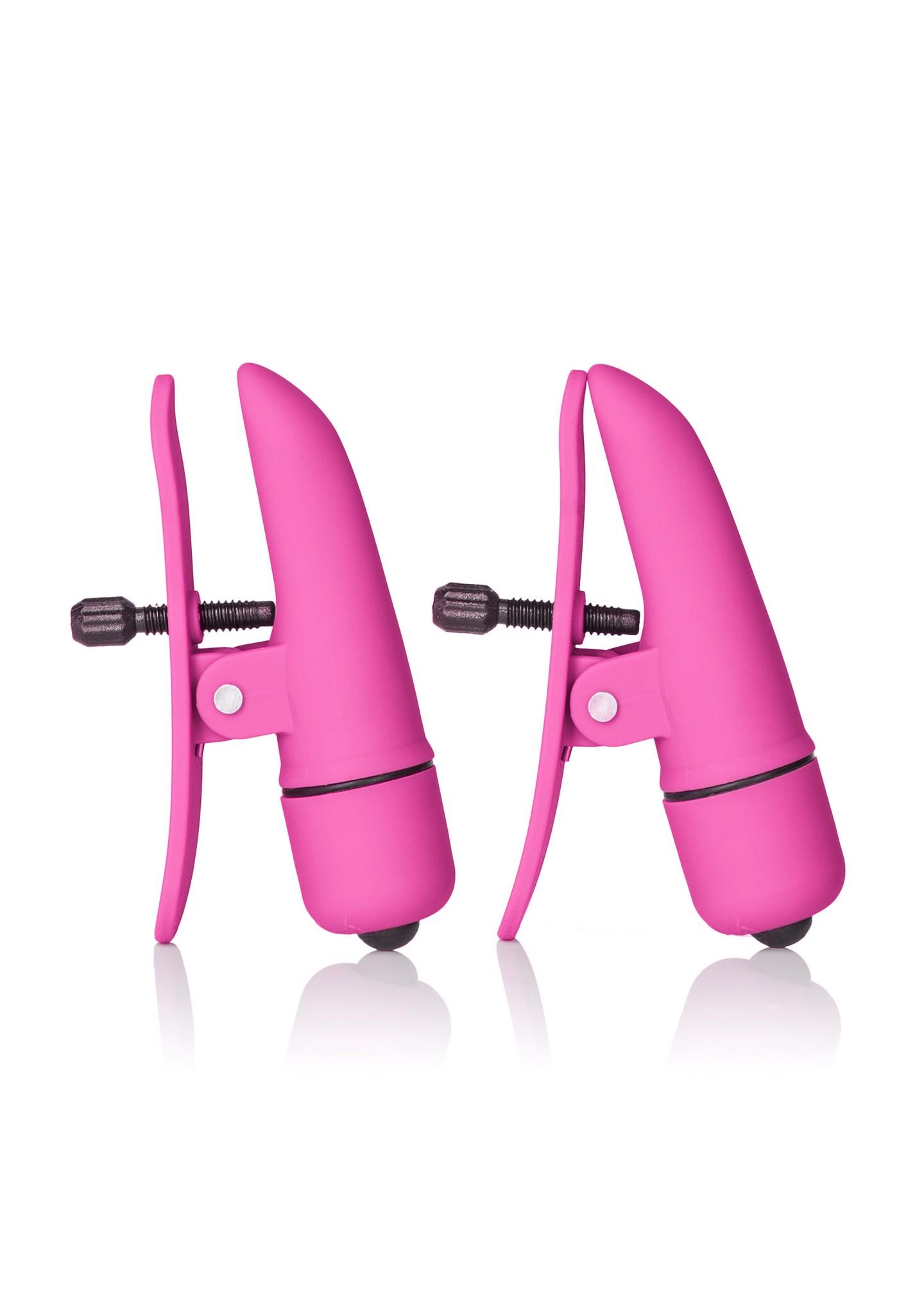 Wibrujące klamry na sutki Nipplettes Calexotics różowe 7 cm