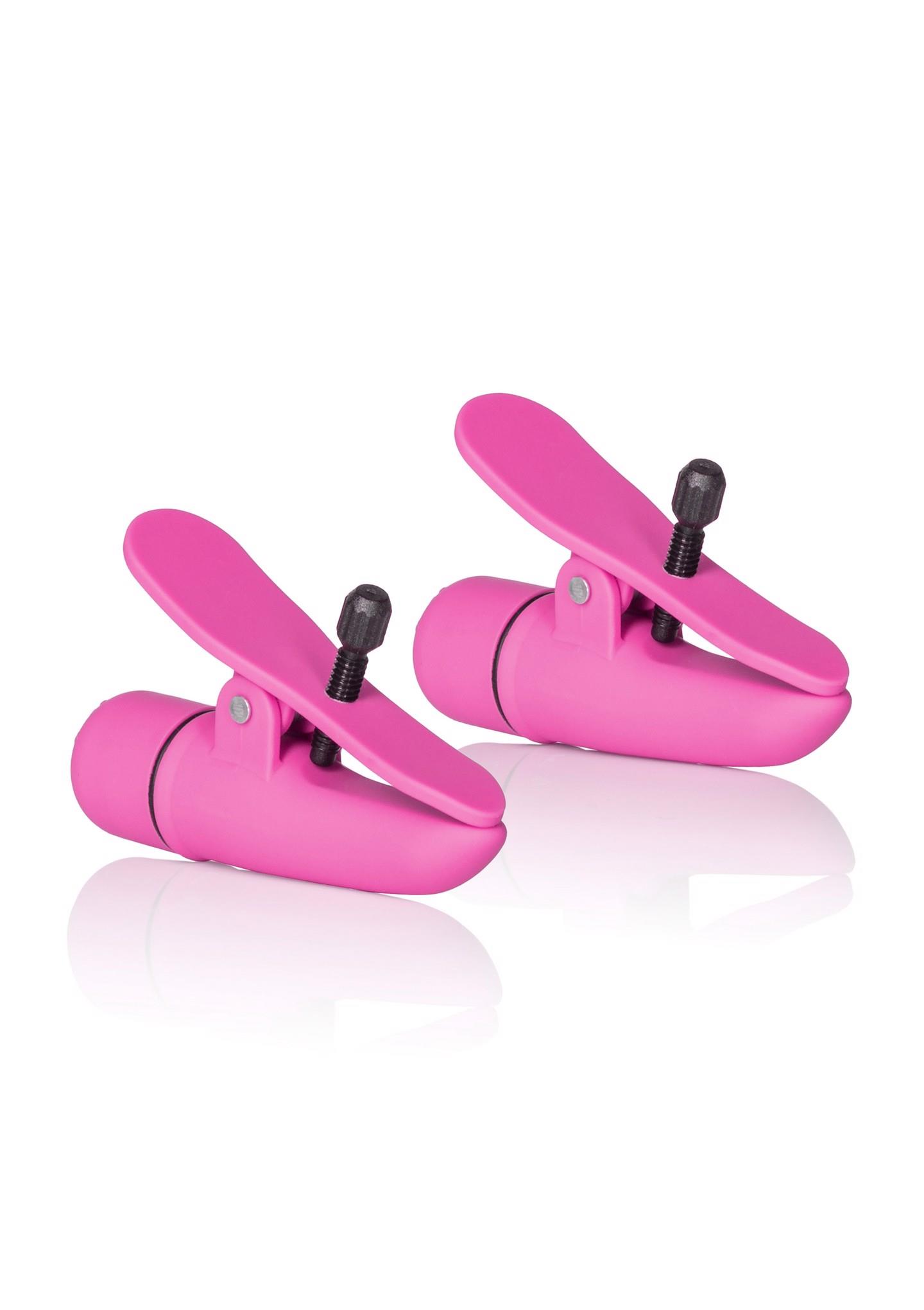 Wibrujące klamry na sutki Nipplettes Calexotics różowe 7 cm - obrazek 3