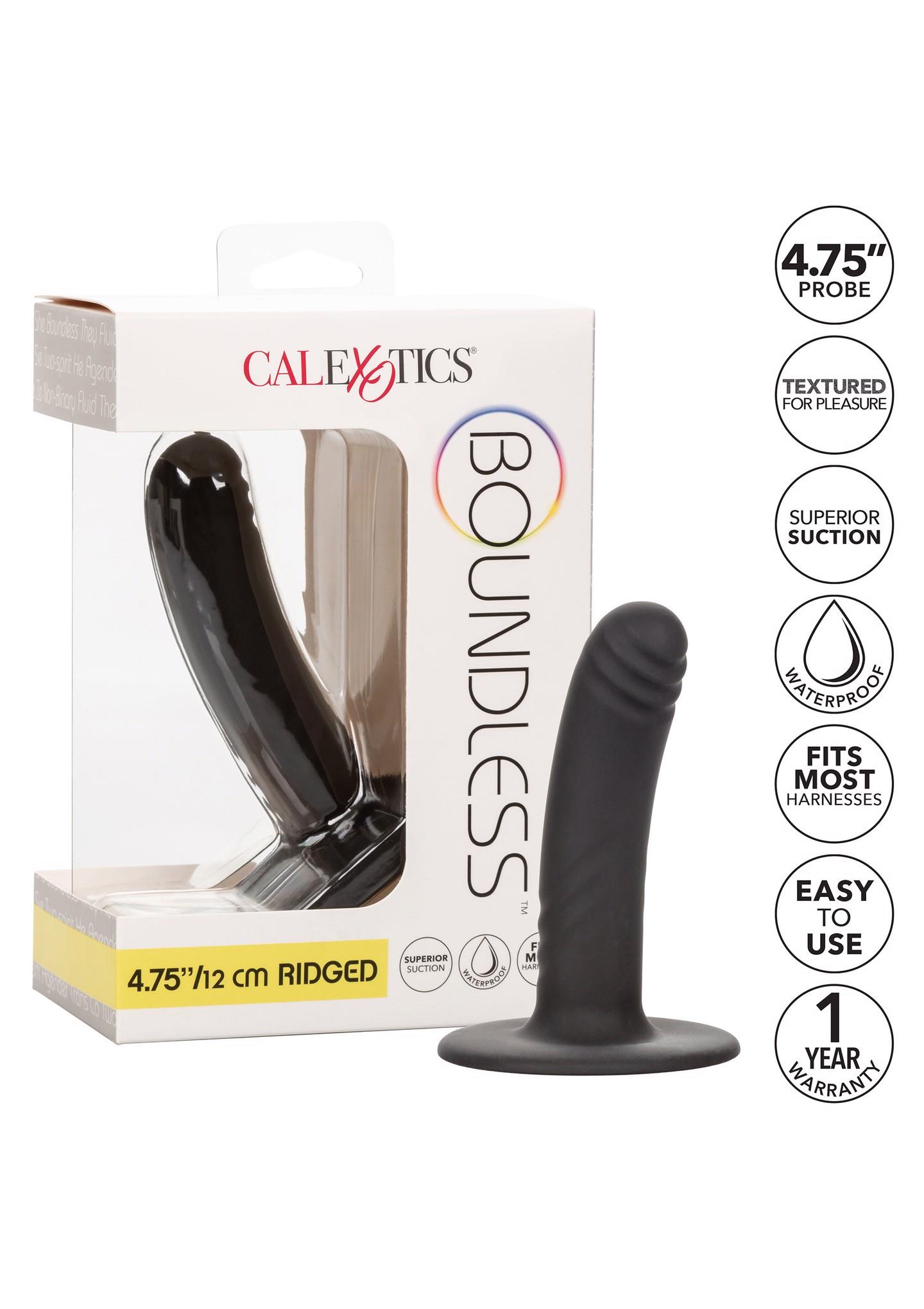 Dildo analne Calexotics Boundless żebrowane czarne 12 cm - obrazek 6