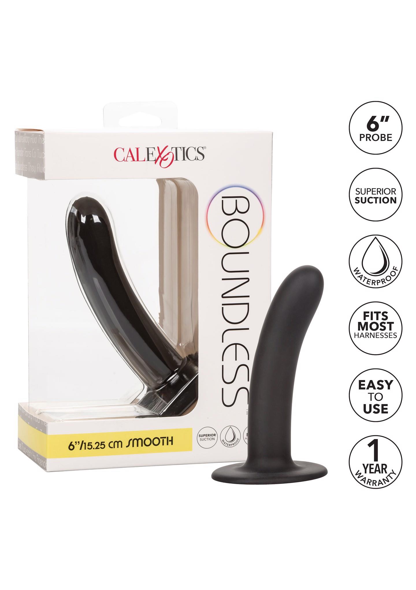Dildo analne Boundless silikonowe gładkie czarne 15 cm Calexotics - obrazek 6