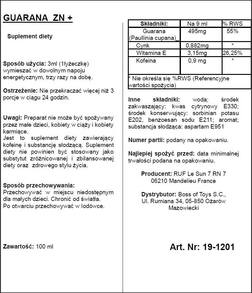 Suplement diety afrodyzjak Aphrodict Guarana Zn 100 ml - obrazek 2