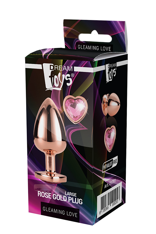 Duży korek analny z sercowym kamieniem Gleaming Love różowozłoty - obrazek 7