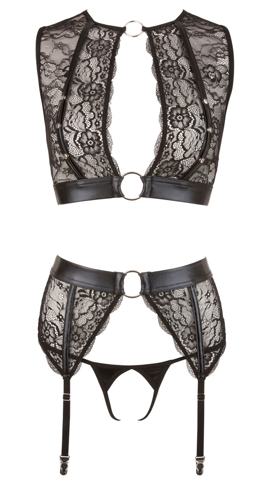 Zestaw top bondage Cottelli wet look z kajdankami M - obrazek 14