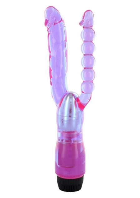 Wibrator podwójny przezroczysty 25 cm