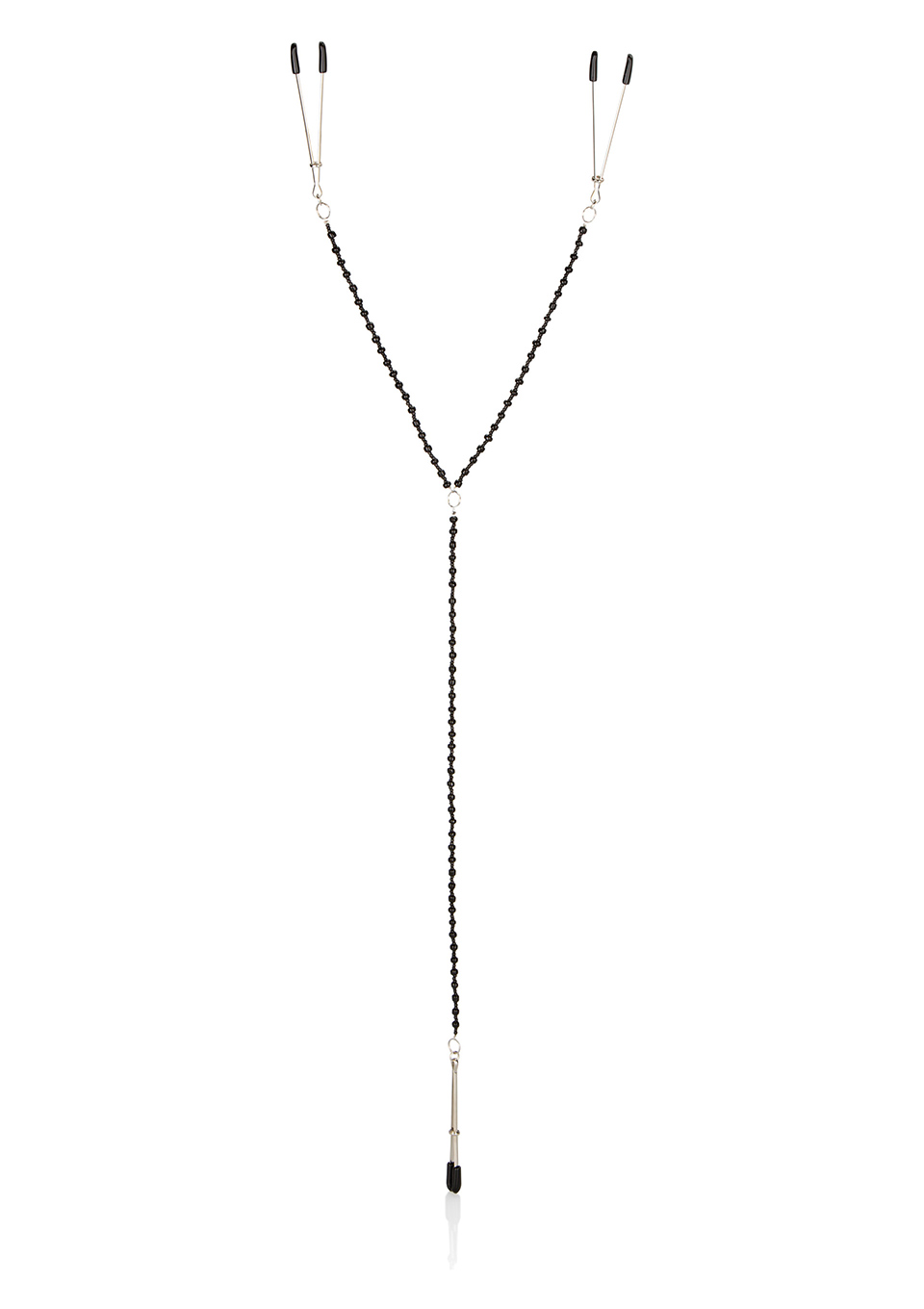 Klipsy intymne Calexotics z podwójnym łańcuchem czarne 7 cm - obrazek 4