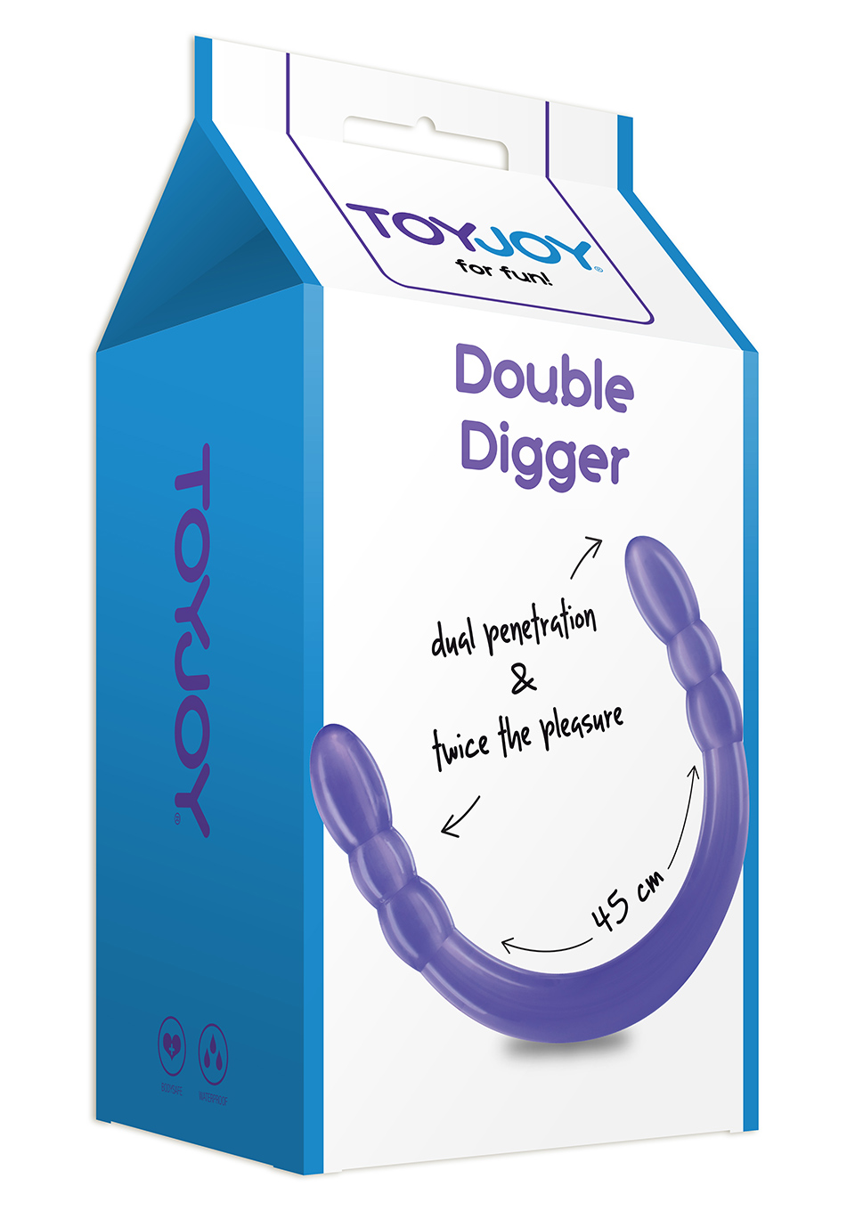 Dildo podwójne Double Digger ToyJoy fioletowe 45 cm - obrazek 3