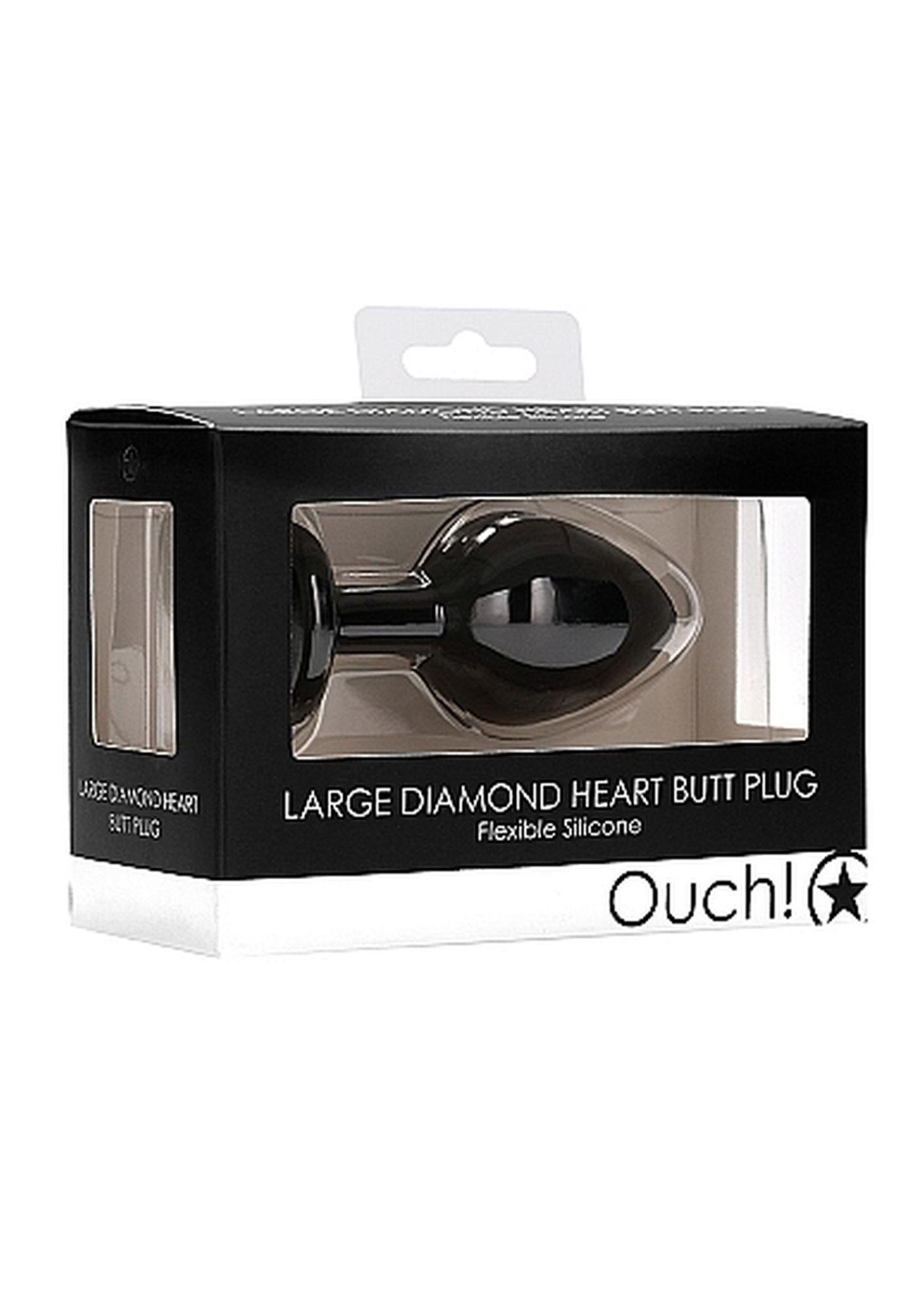 Korek analny Diamond Heart Ouch! silikonowy duży czarny - obrazek 2