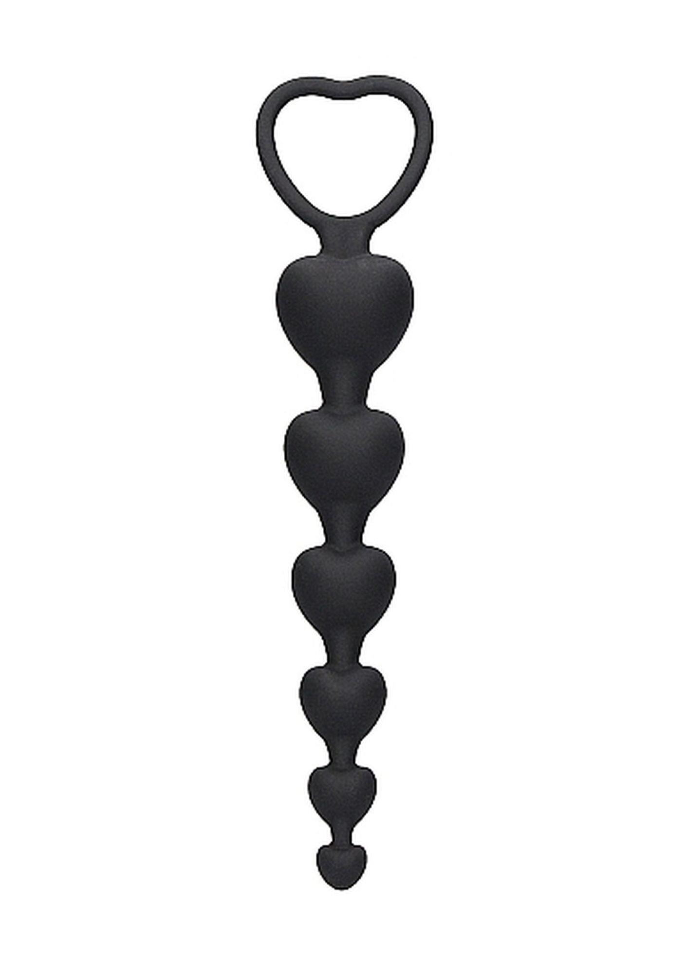 Łańcuszek kulek analnych serca Ouch! silikonowy czarny 14 cm