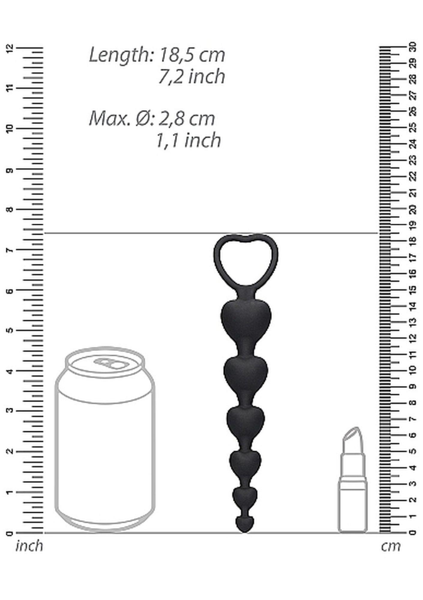 Łańcuszek kulek analnych serca Ouch! silikonowy czarny 14 cm - obrazek 4