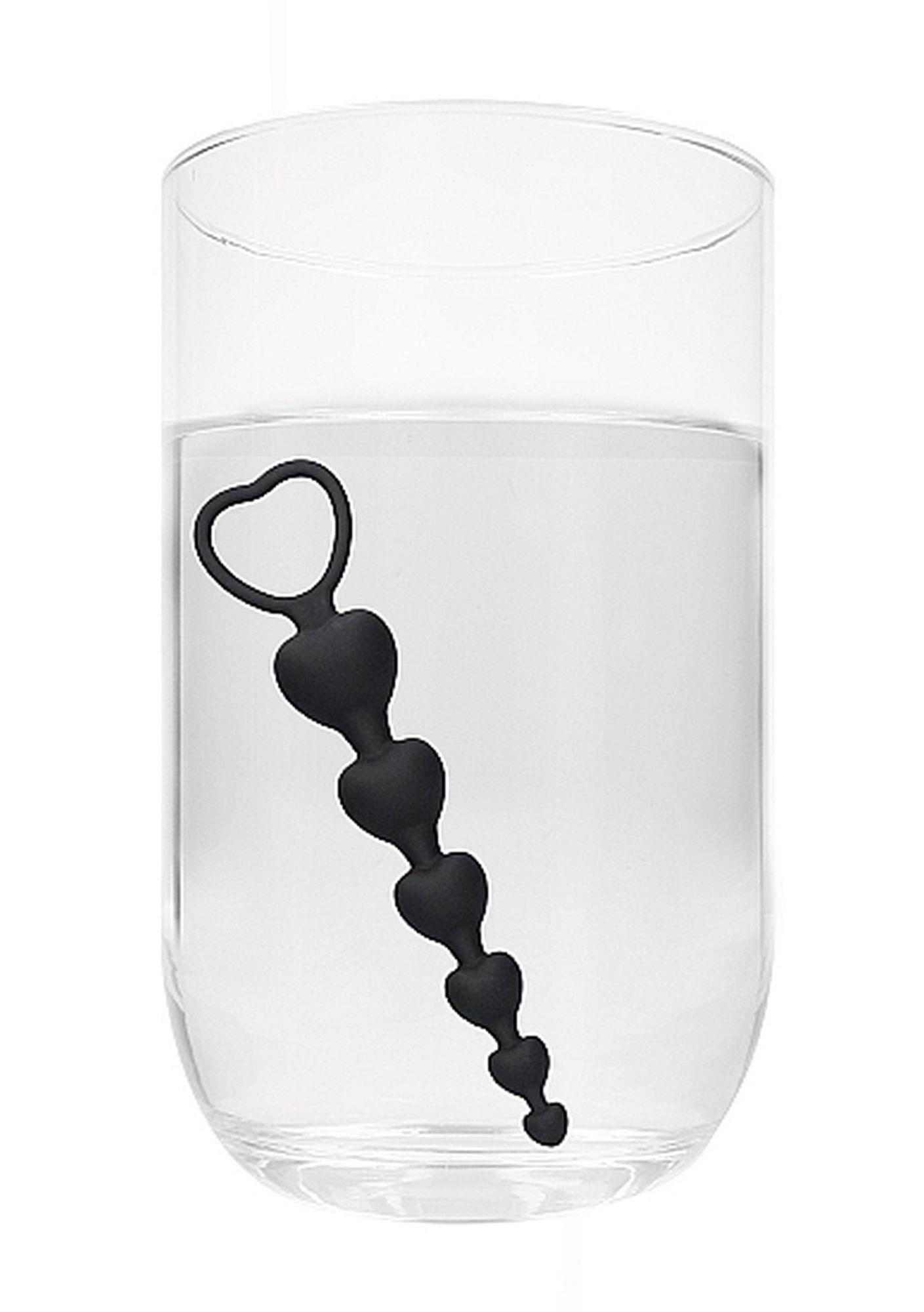 Łańcuszek kulek analnych serca Ouch! silikonowy czarny 14 cm - obrazek 7