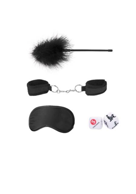 Zestaw bondage Ouch! z kajdankami piórkiem i maską