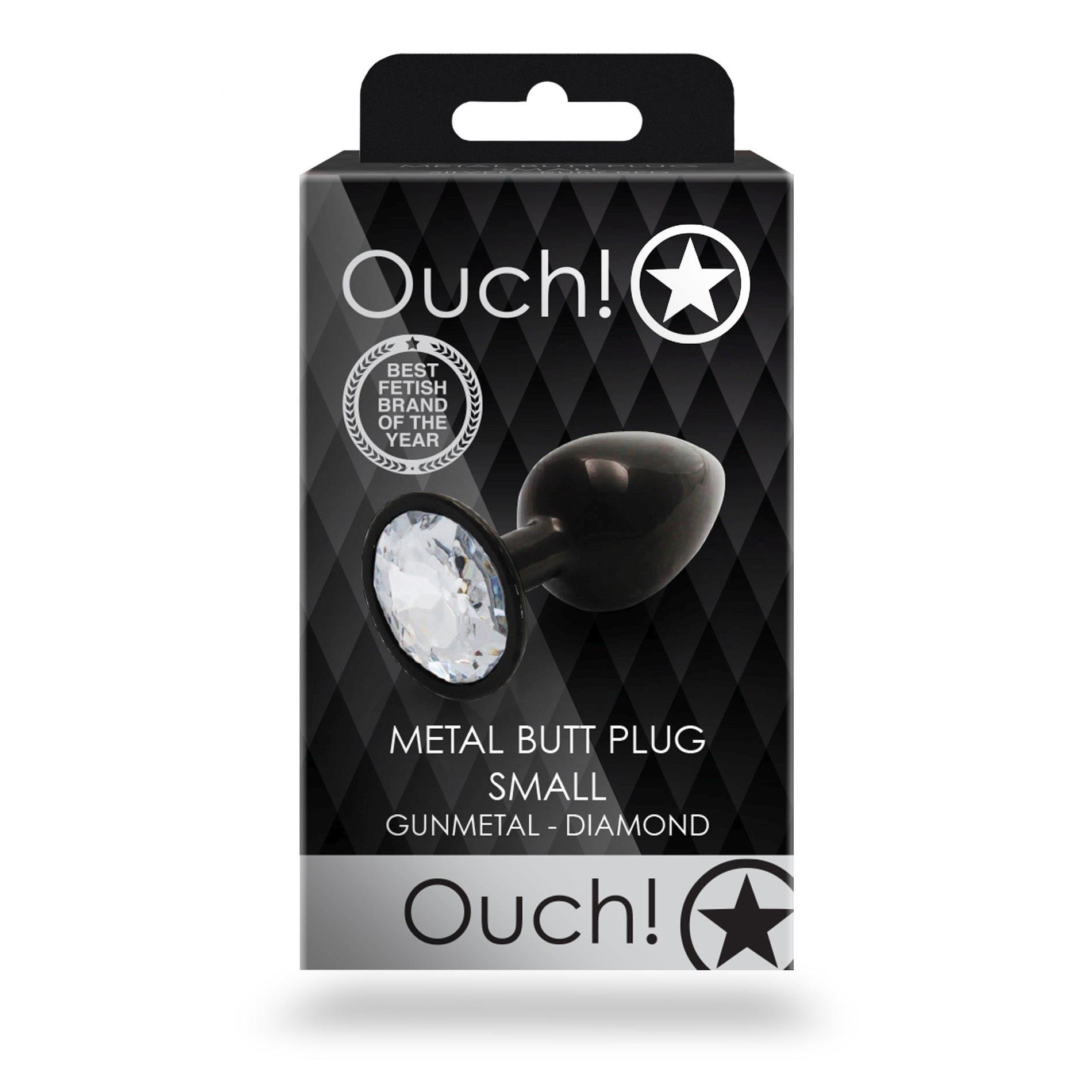 Korek analny z okrągłym klejnotem Ouch mały aluminiowy 6 cm - obrazek 2