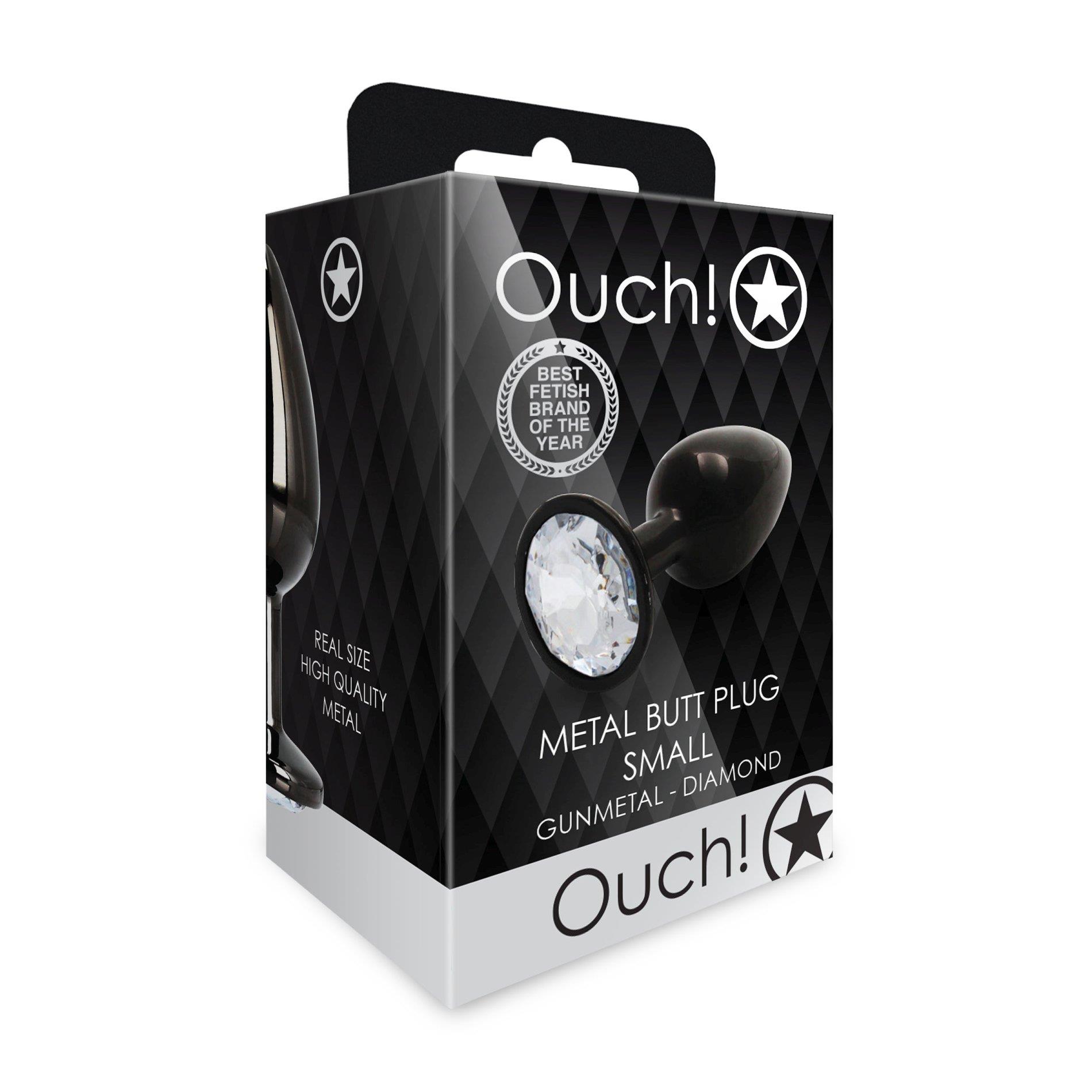 Korek analny z okrągłym klejnotem Ouch mały aluminiowy 6 cm - obrazek 3