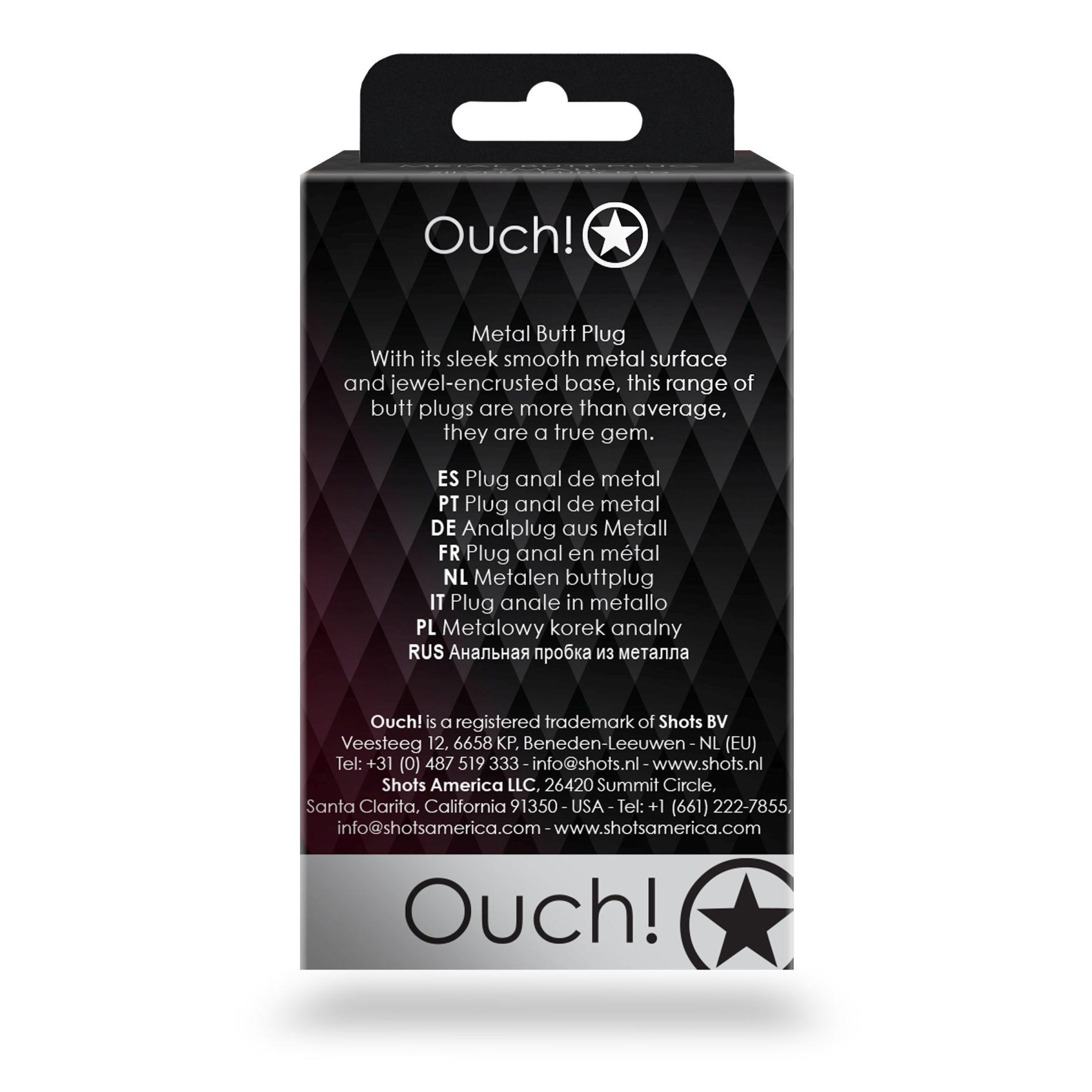Korek analny z okrągłym klejnotem Ouch mały aluminiowy 6 cm - obrazek 4