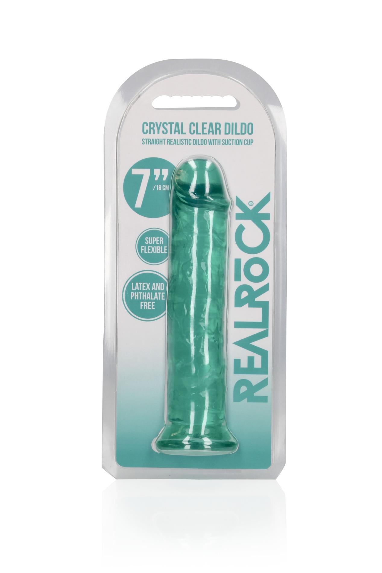 Dildo realistyczne proste z przyssawką RealRock transparentne 18 cm - obrazek 2