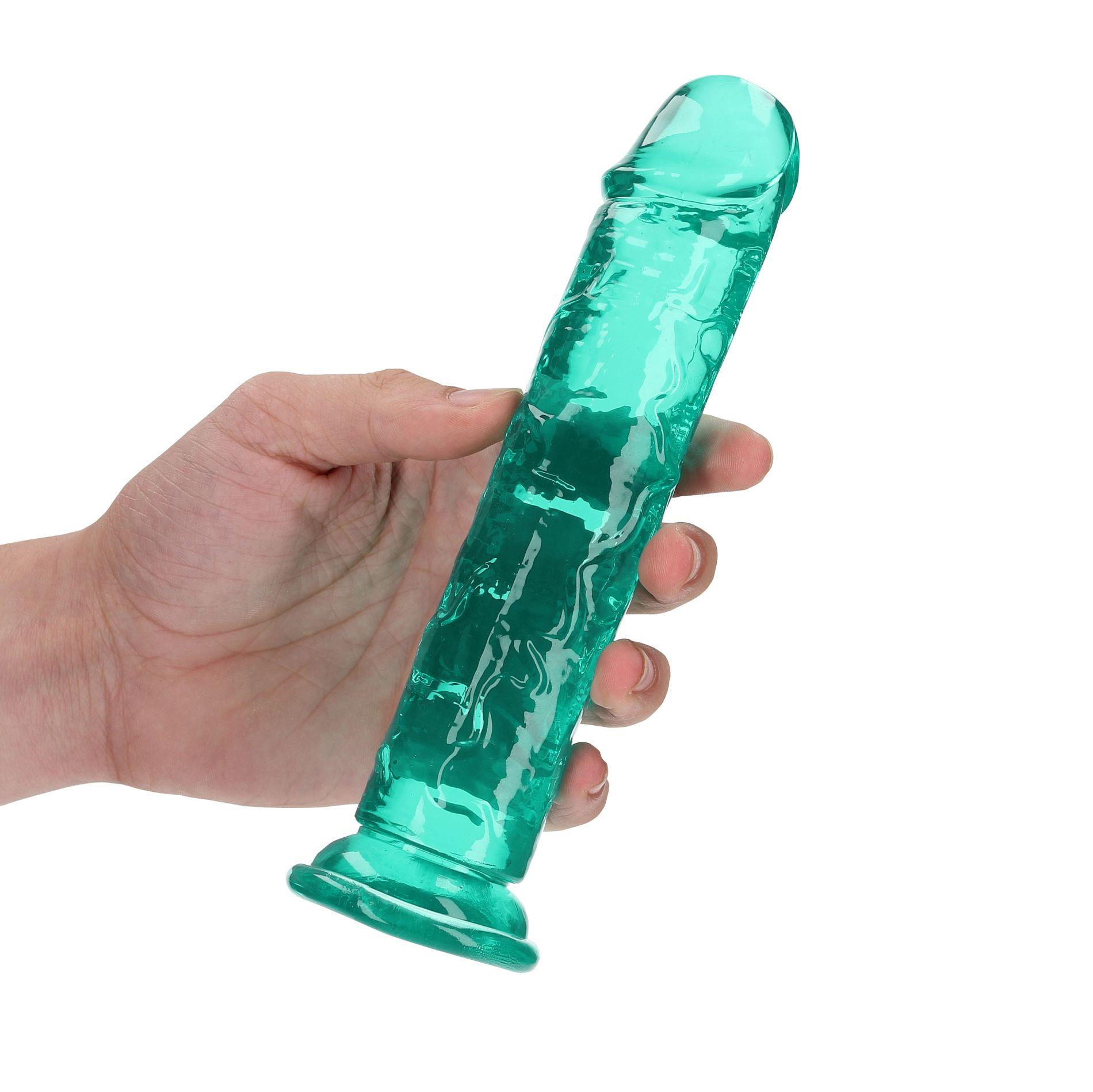 Dildo realistyczne proste z przyssawką RealRock transparentne 18 cm - obrazek 3
