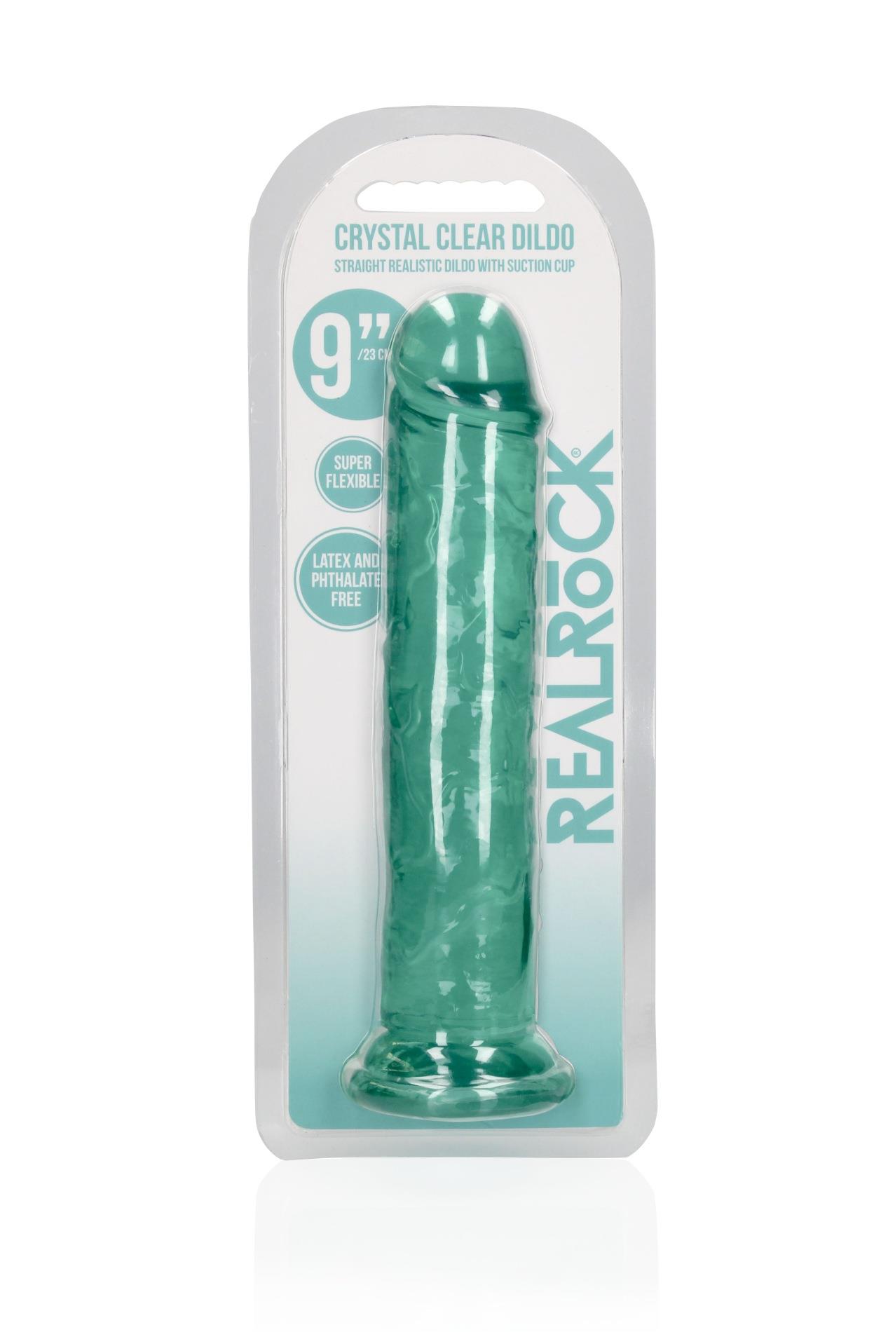 Dildo realistyczne proste z przyssawką RealRock przezroczyste 23 cm - obrazek 2