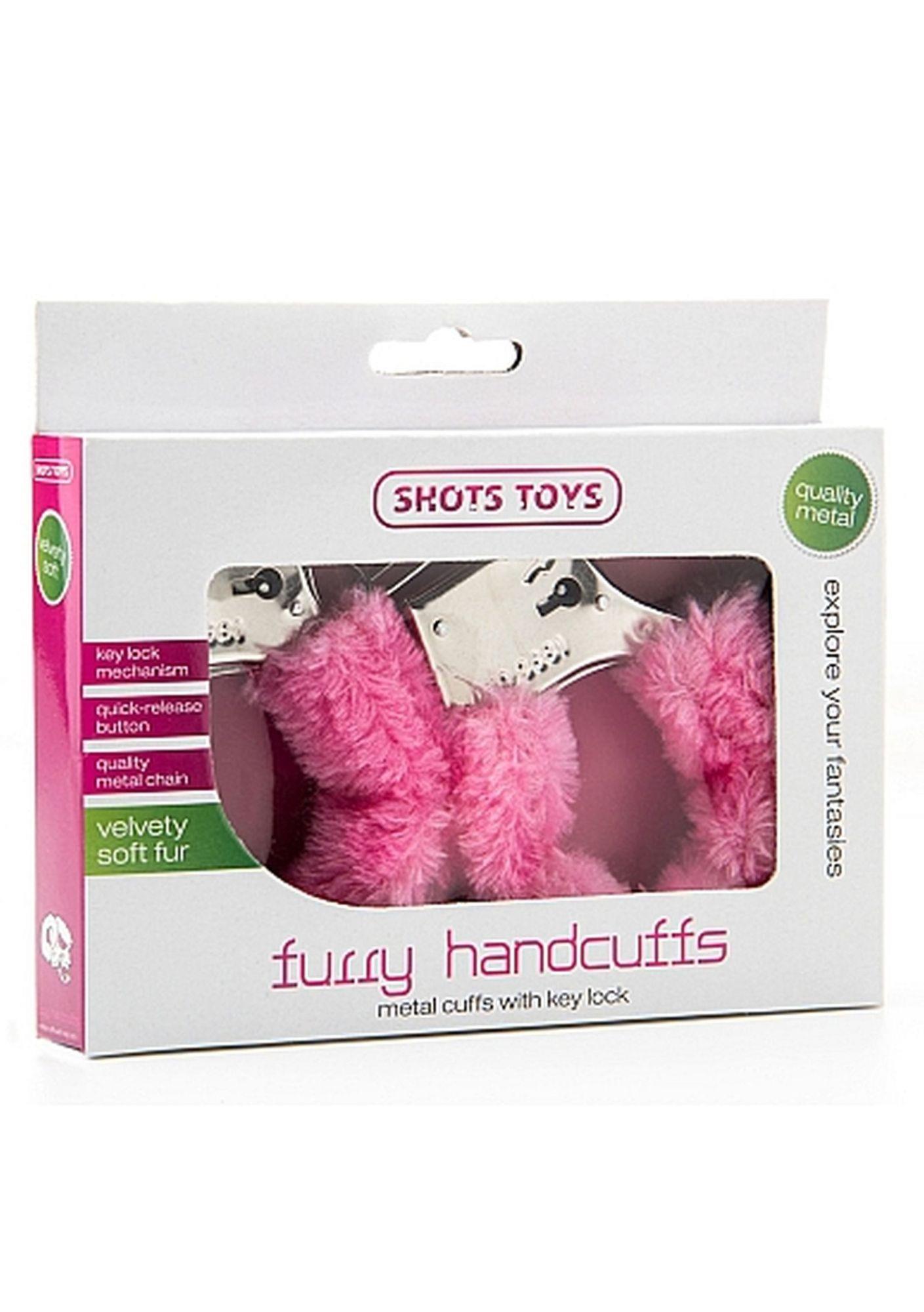 Kajdanki futrzane ShotsToys różowe - obrazek 2