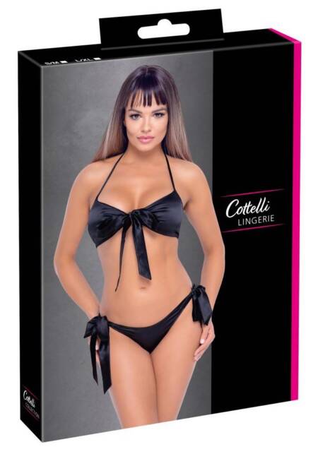 Komplet bielizny Cottelli Lingerie z kokardkami czarny S/M
