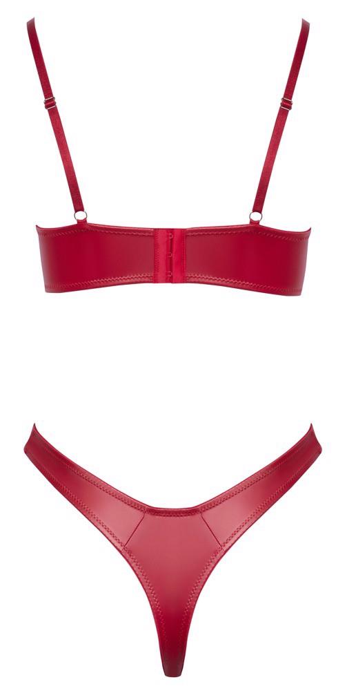Komplet bielizny Cottelli LINGERIE czerwony wet look z pierścieniami 80B - obrazek 7