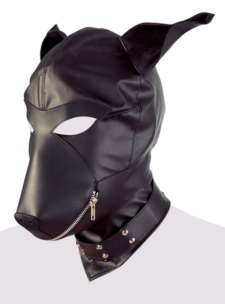 Maska psa z imitacji skóry fetish Collection czarna - obrazek 8