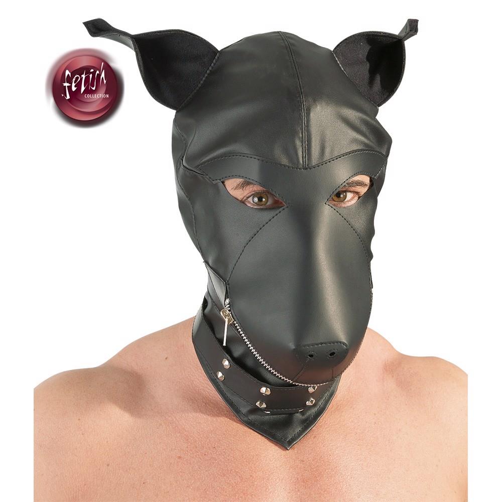 Maska psa z imitacji skóry fetish Collection czarna - obrazek 9