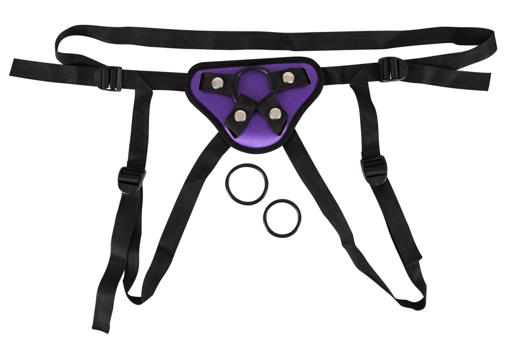 Uprząż do strap on You2Toys z trzema pierścieniami fioletowo czarna - obrazek 5