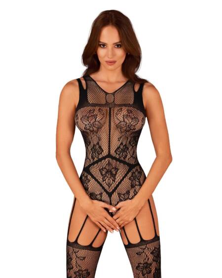 Bodystocking Obsessive F239 z otwartym krokiem czarne S/M/L