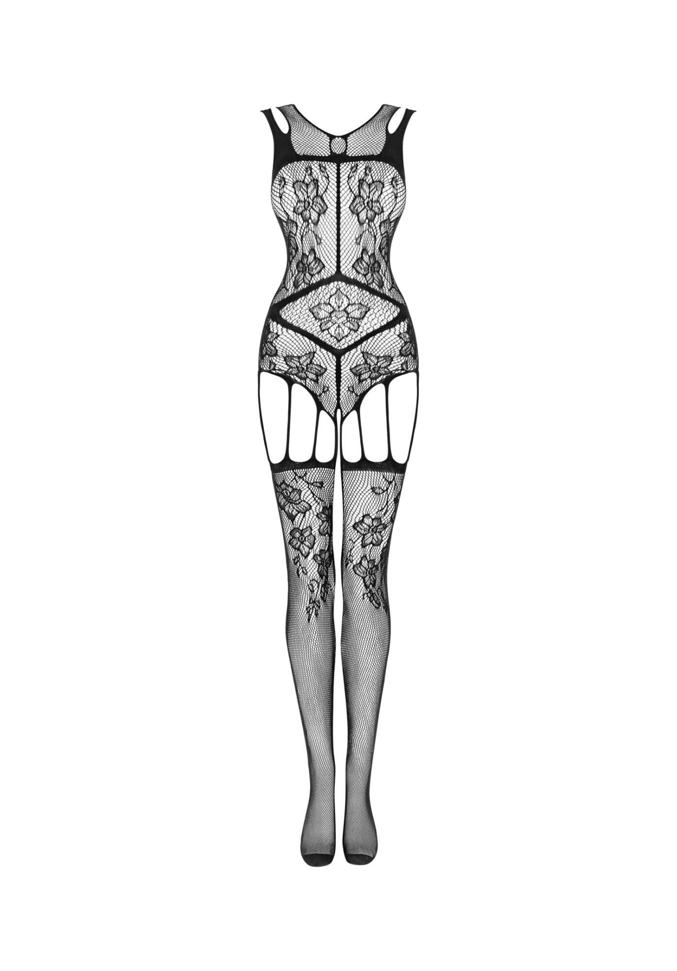 Bodystocking Obsessive F239 z otwartym krokiem czarne S/M/L - obrazek 5