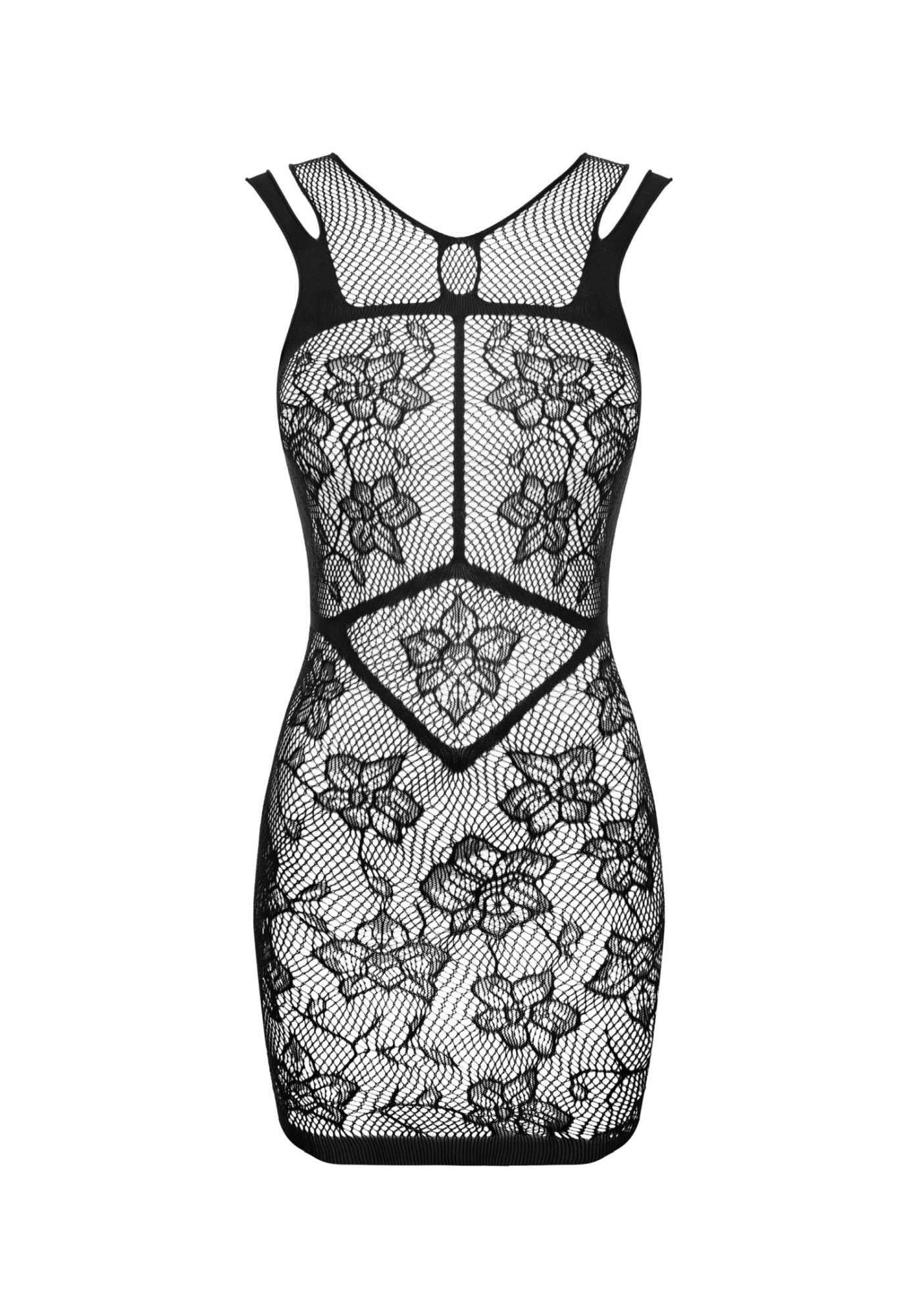 Czarna minisukienka siateczkowa Obsessive S/M/L - obrazek 5