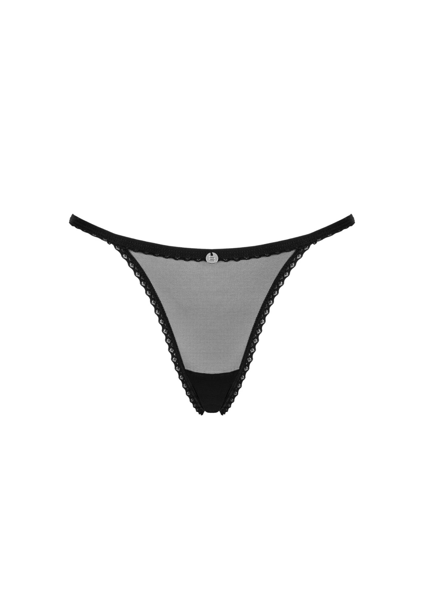 Stringi otwarte Obsessive Celia Noir z gipiurą i zawieszką XS/S - obrazek 7