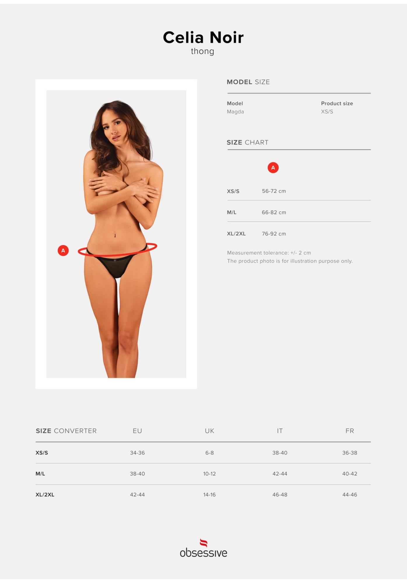Stringi otwarte Obsessive Celia Noir z gipiurą i zawieszką XS/S - obrazek 9
