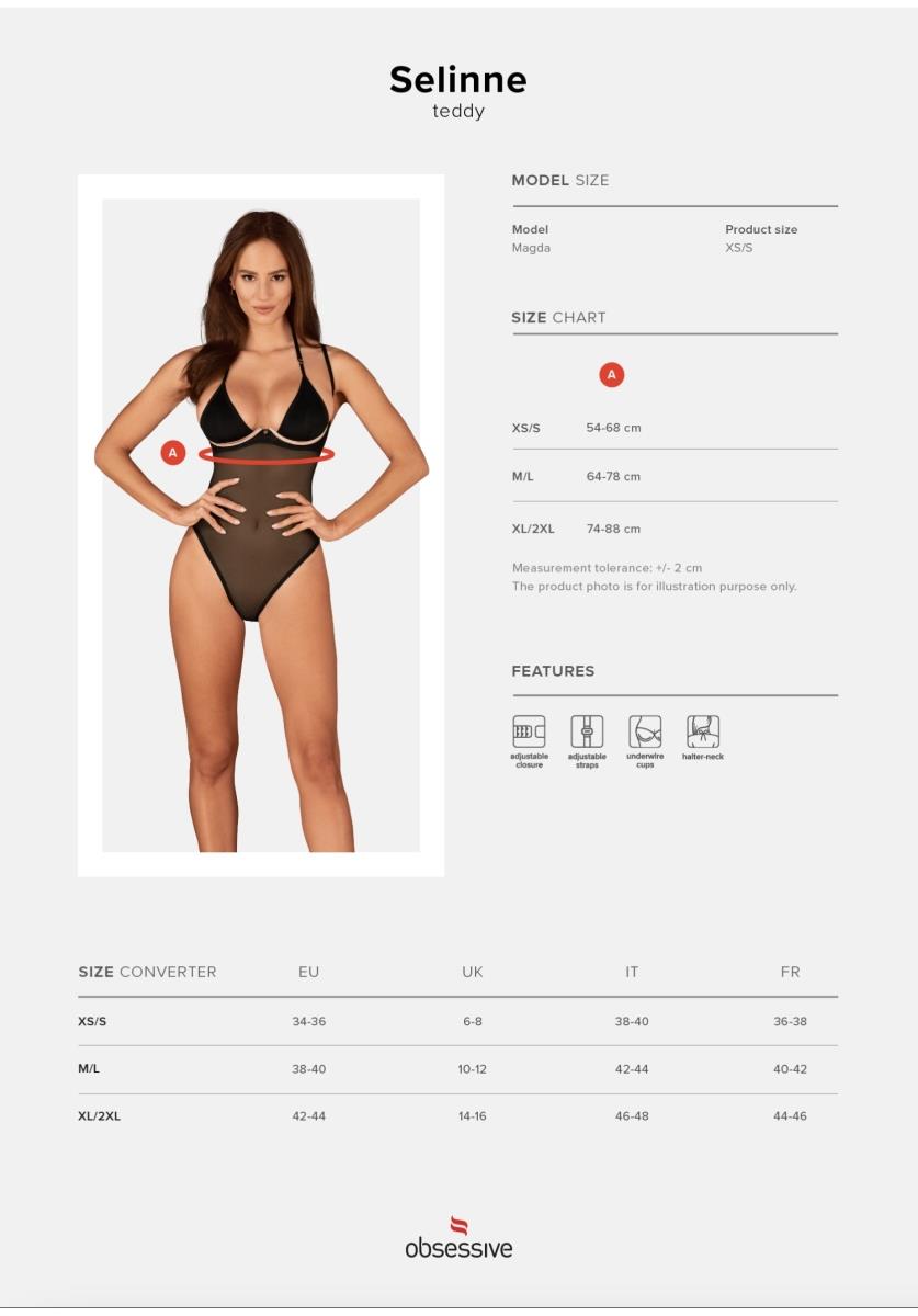 Body erotyczne Selinne Obsessive czarne XS/S - obrazek 7