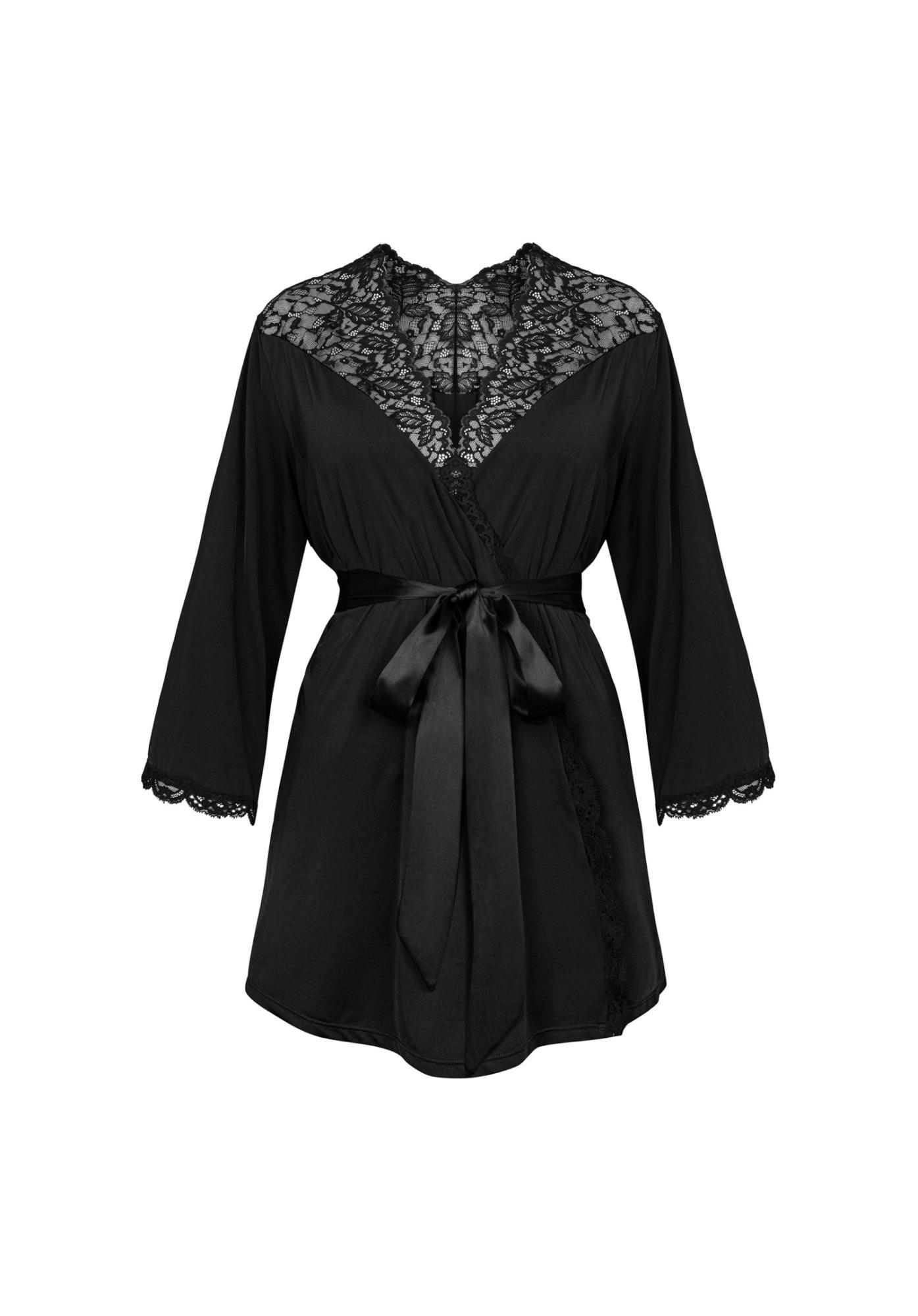 Peniuar Obsessive Bellastia czarny koronkowy XL/2XL - obrazek 5
