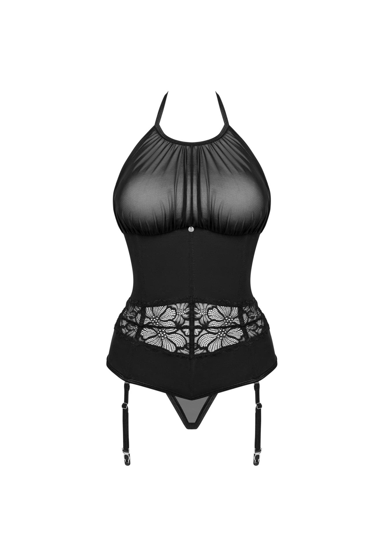 Gorset z stringami Serafia Obsessive czarny XS/S - obrazek 5