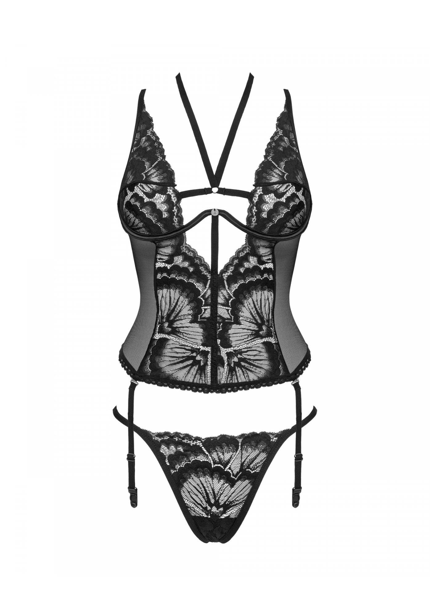 Gorset koronkowy Obsessive Alessya czarny XS/S - obrazek 5