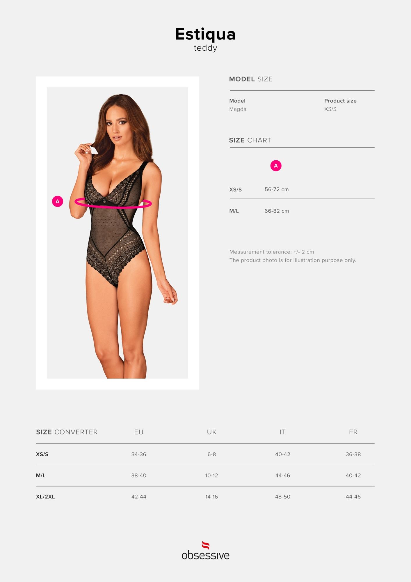 Body prześwitujące Obsessive Estiqua czarne XS/S - obrazek 7