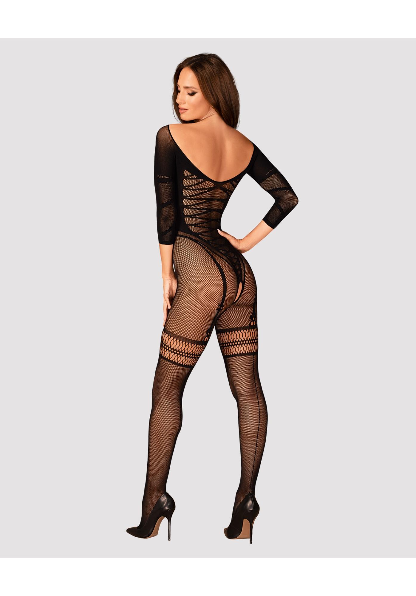 Bodystocking Obsessive G329 z imitacją gorsetu czarny S/M/L - obrazek 4