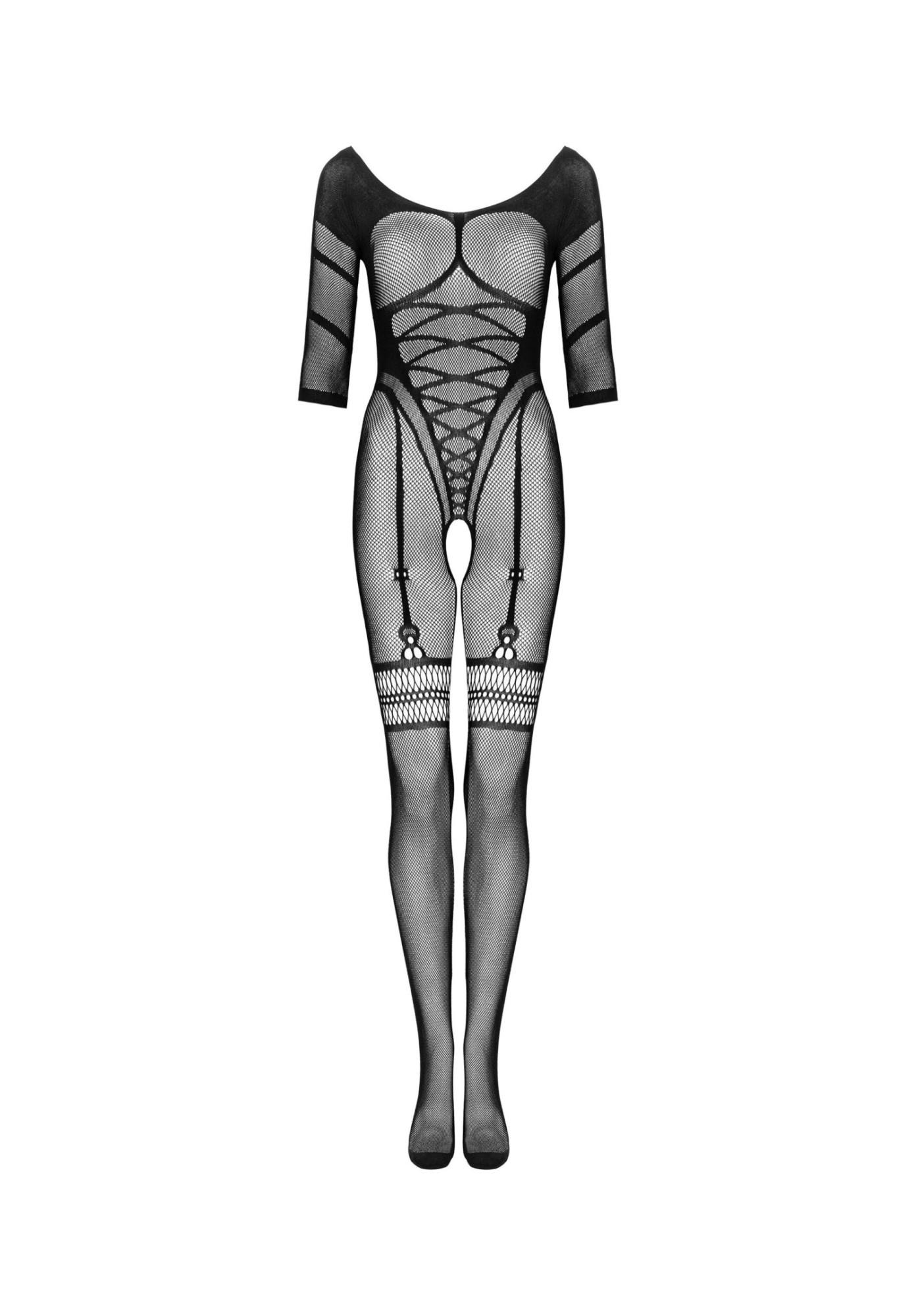 Bodystocking Obsessive G329 czarny XL XXL z imitacją gorsetu - obrazek 5