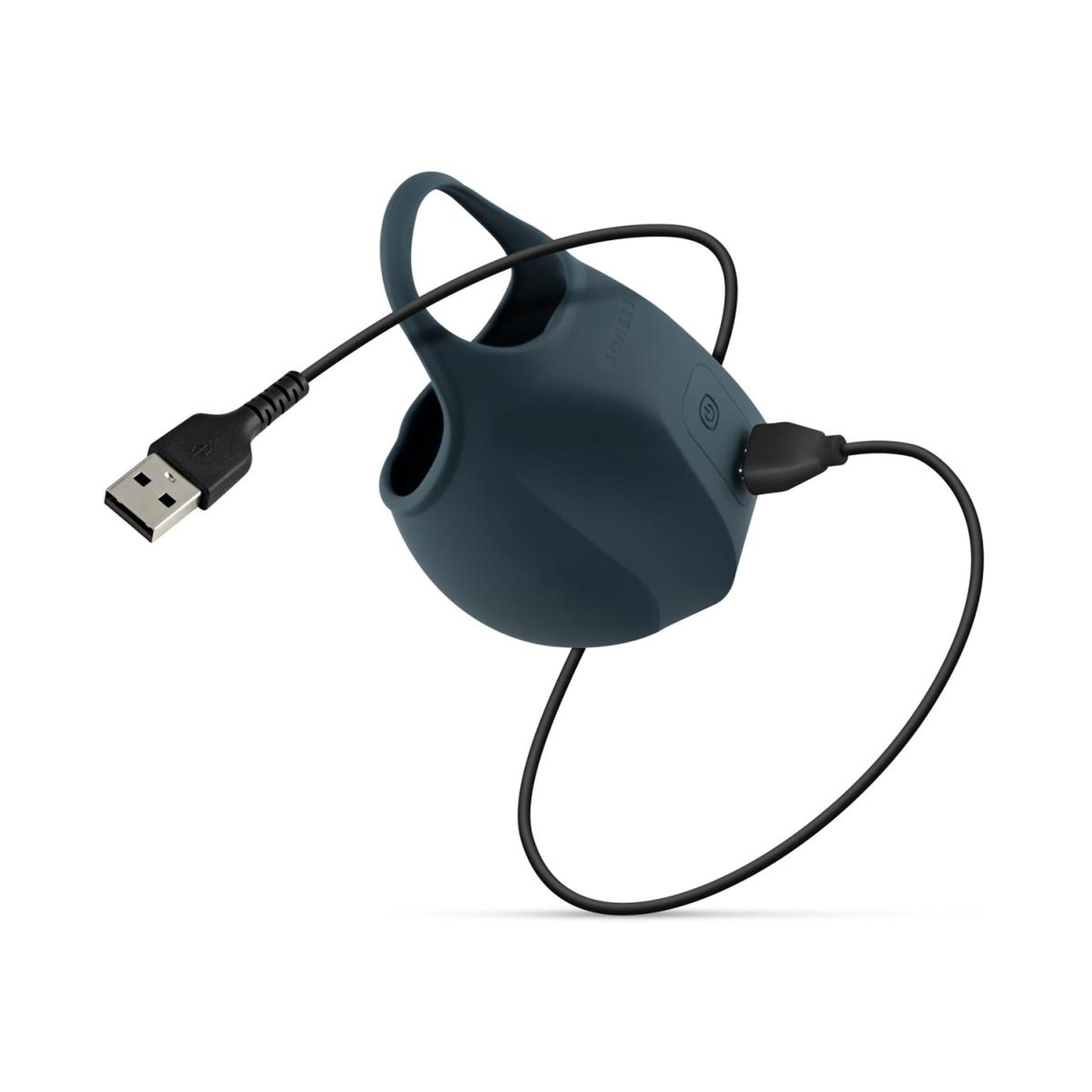 Pierścień wibrujący Boners z workiem na jądra niebieski USB - obrazek 9