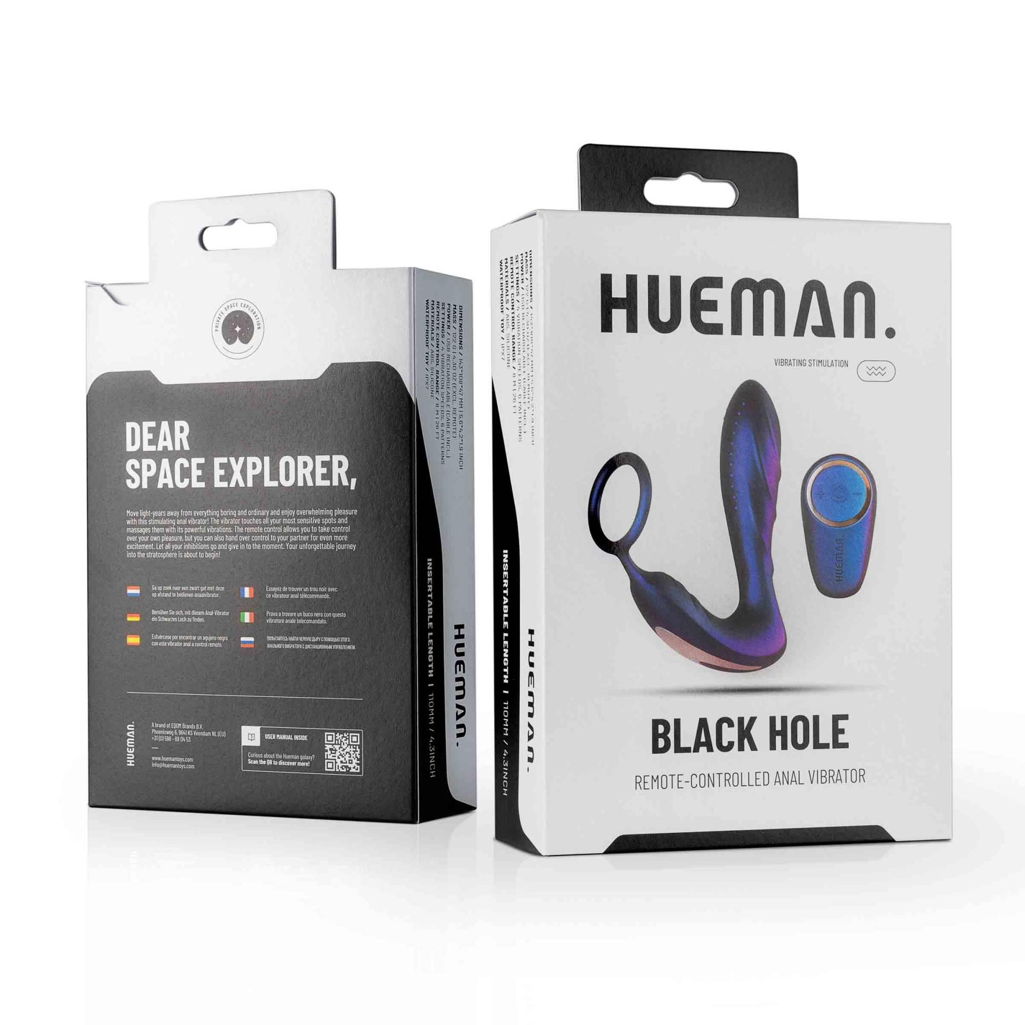 Wibrator analny z pierścieniem Hueman Black Hole fioletowy USB