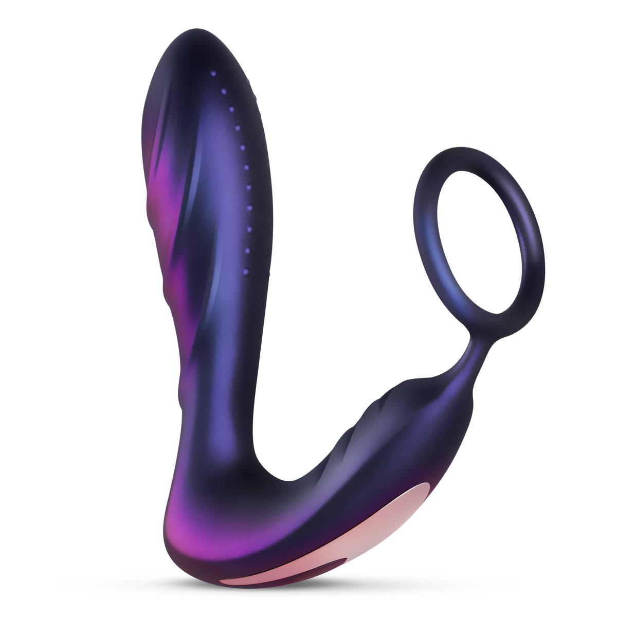 Wibrator analny z pierścieniem Hueman Black Hole fioletowy USB - obrazek 2