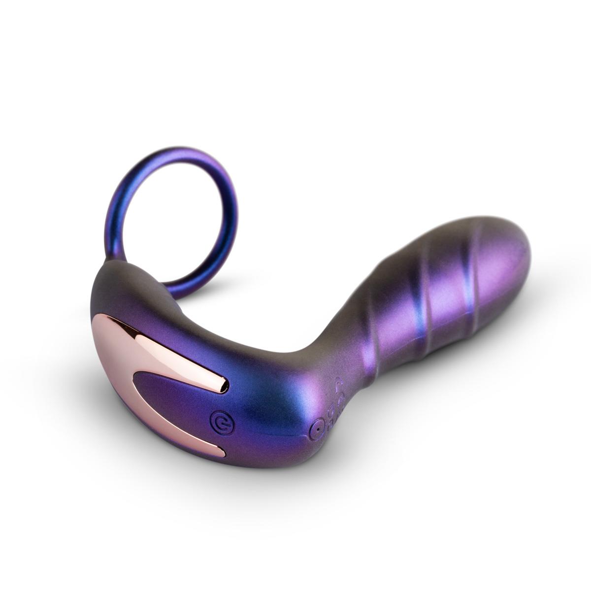 Wibrator analny z pierścieniem Hueman Black Hole fioletowy USB - obrazek 4
