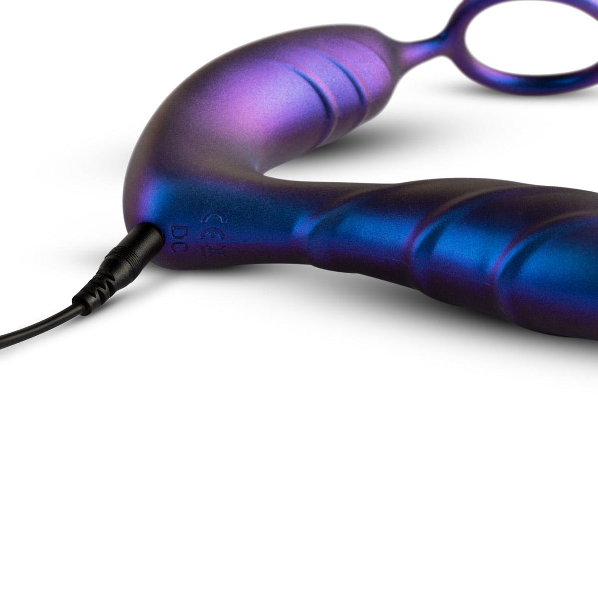 Wibrator analny z pierścieniem Hueman Black Hole fioletowy USB - obrazek 6