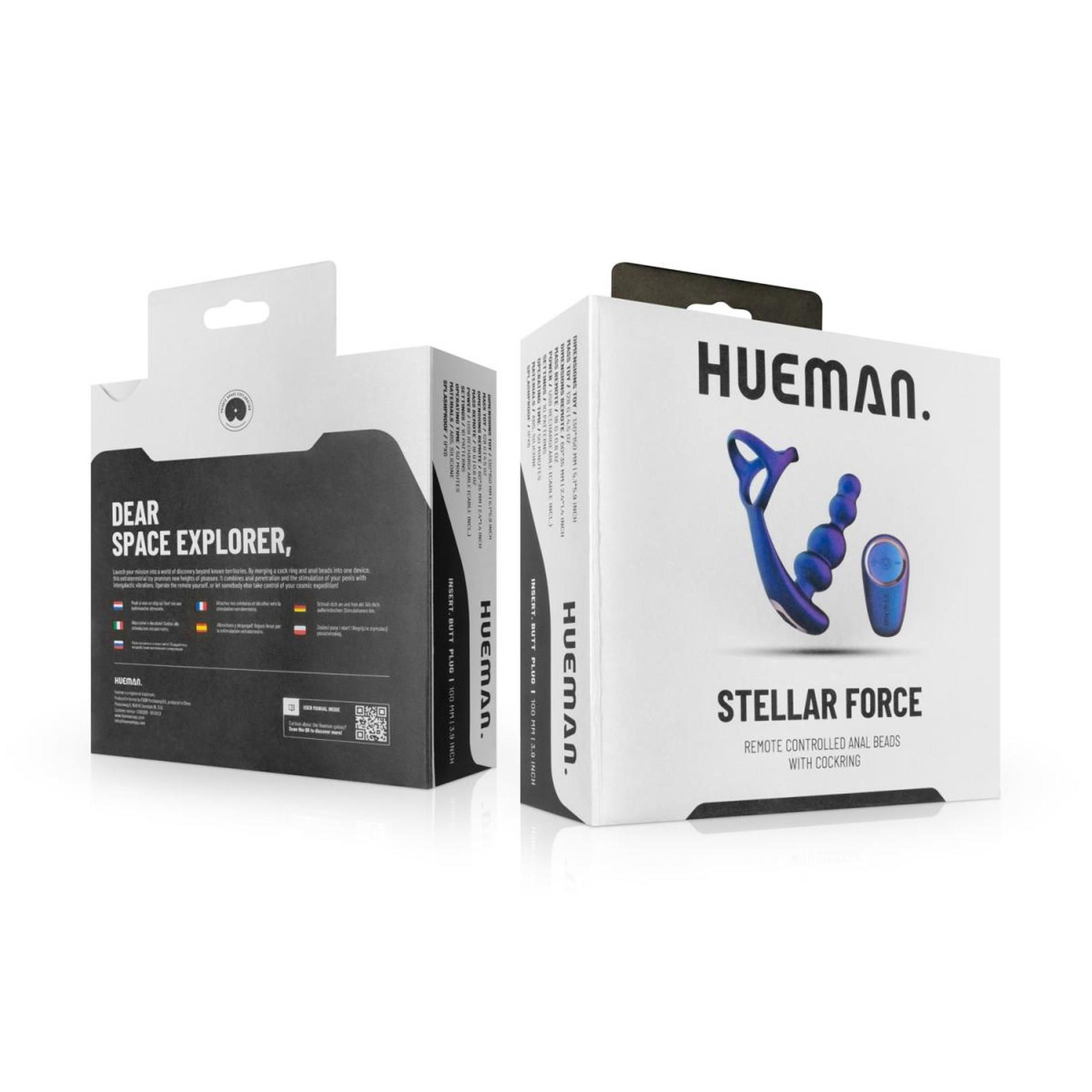 Korek analny wibrujący Hueman Stellar Force z pierścieniem pilot 10 cm - obrazek 2