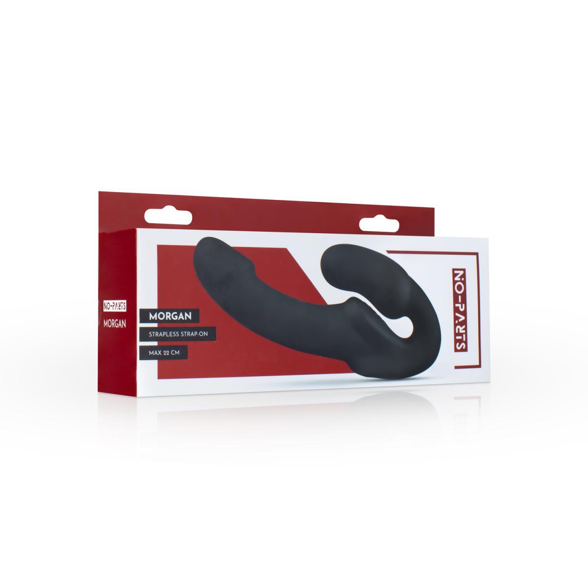 Samonośny strapon Morgan No Parts silikonowy 22 cm czarny - obrazek 2