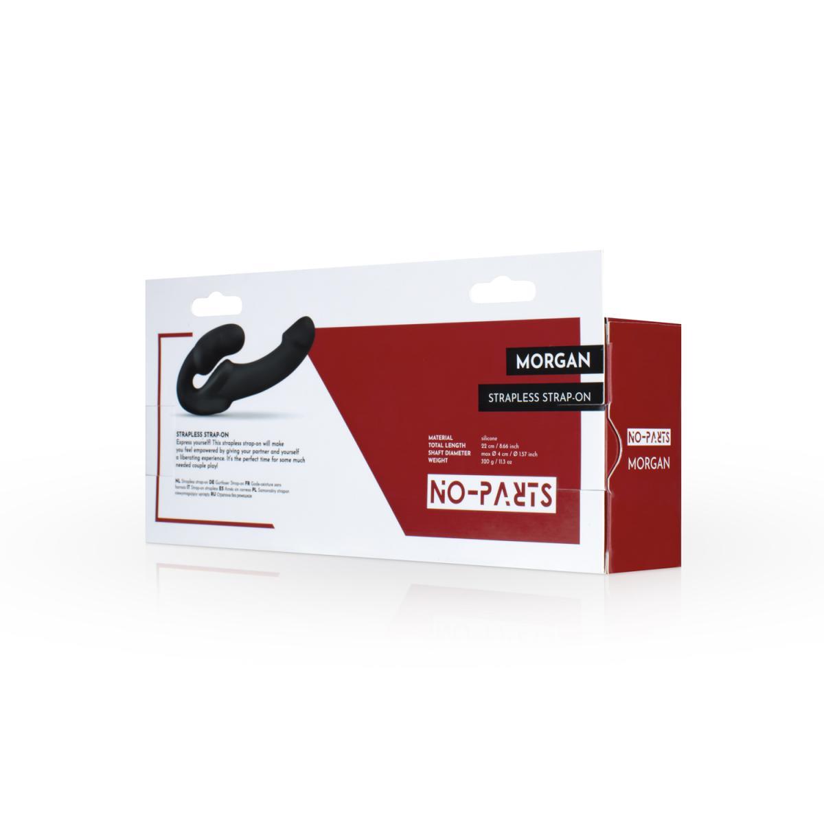 Samonośny strapon Morgan No Parts silikonowy 22 cm czarny - obrazek 3