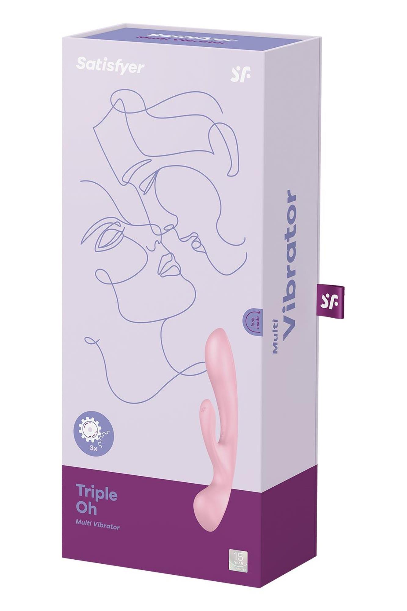 Wibrator króliczek Satisfyer Triple Oh różowy z 3 silnikami USB - obrazek 8