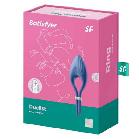 Pierścień erekcyjny regulowany wibrujący Satisfyer Duelist niebieski USB