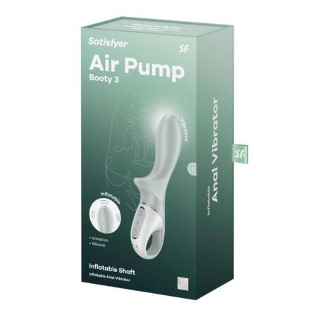 Wibrator analny nadmuchiwany Satisfyer Air Pump Booty 3 szarozielony USB